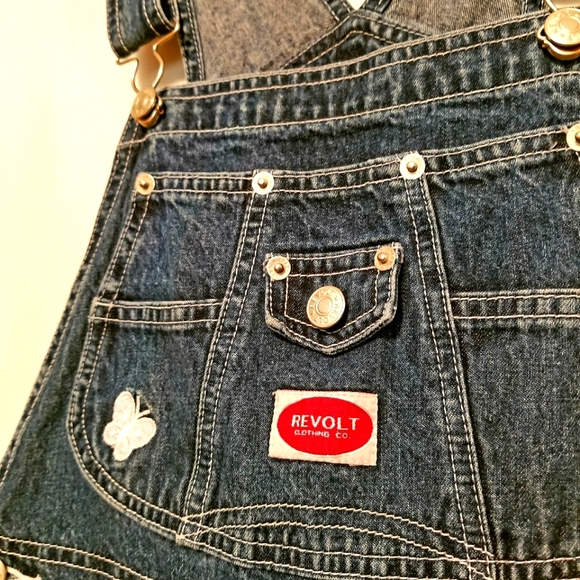 Vintage 90s Style Jean Short Overalls - Picture 3 of 6